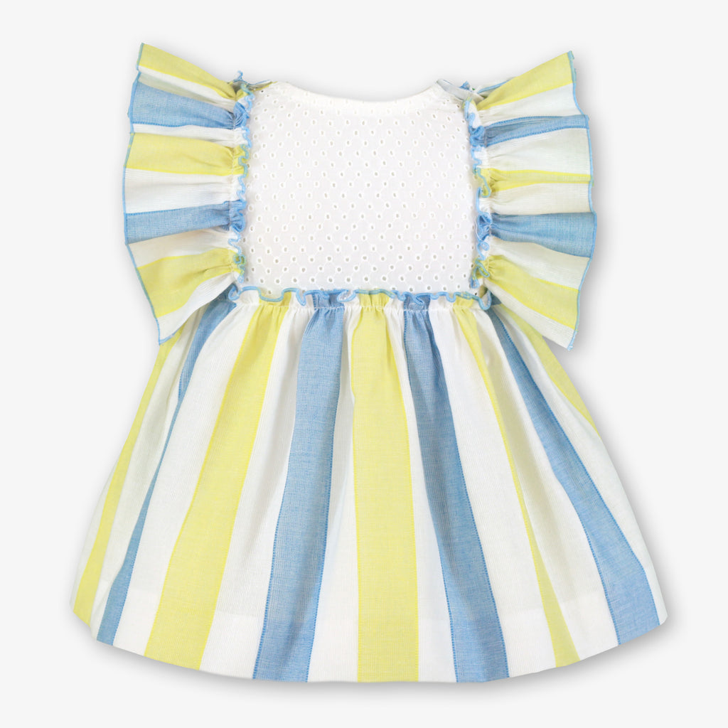 MIRANDA Blue & Yellow Stripe Girls Dress - 138V