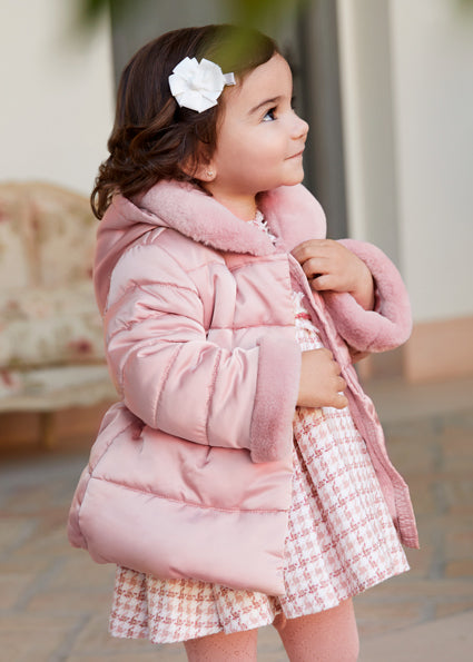 ABEL & LULA Girls Pink Satin Padded Coat - 5818