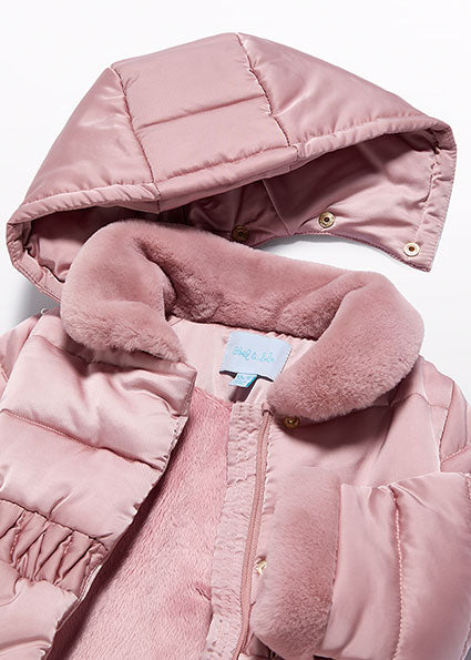 ABEL & LULA Girls Pink Satin Padded Coat - 5818