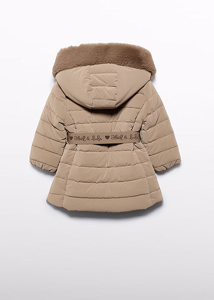 ABEL & LULA Girls Camel Padded Coat with Belt - 5839