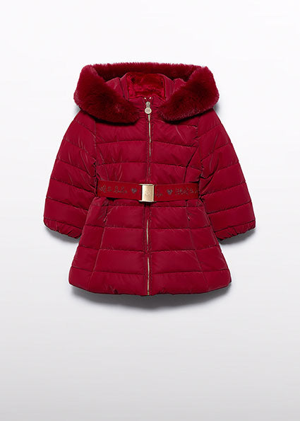 ABEL & LULA Girls Red Padded Coat with Belt - 5839