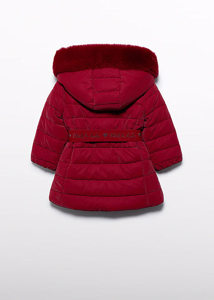 ABEL & LULA Girls Red Padded Coat with Belt - 5839