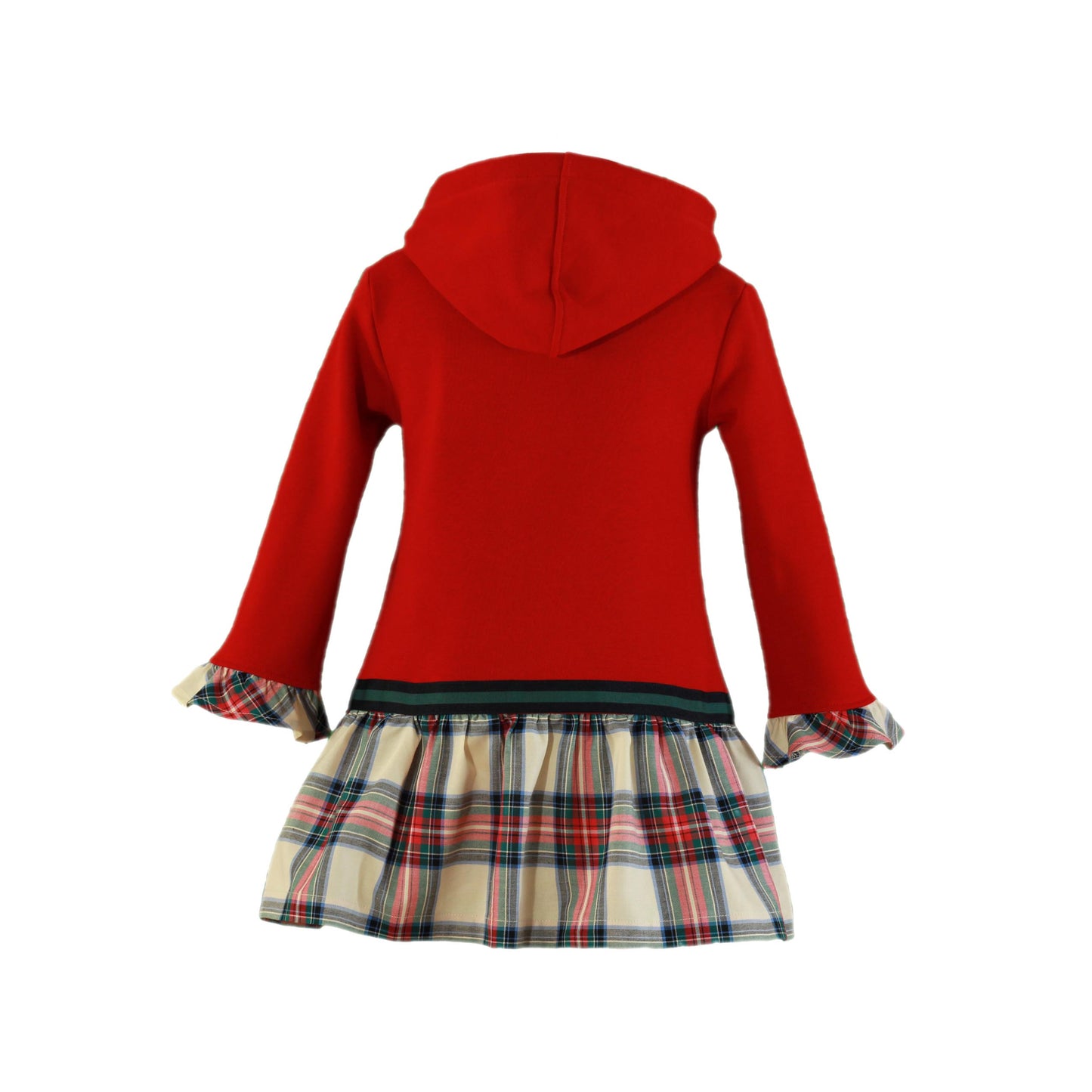 MIRANDA NEL BLU Girls Red Tartan Hoodie Dress 1400V