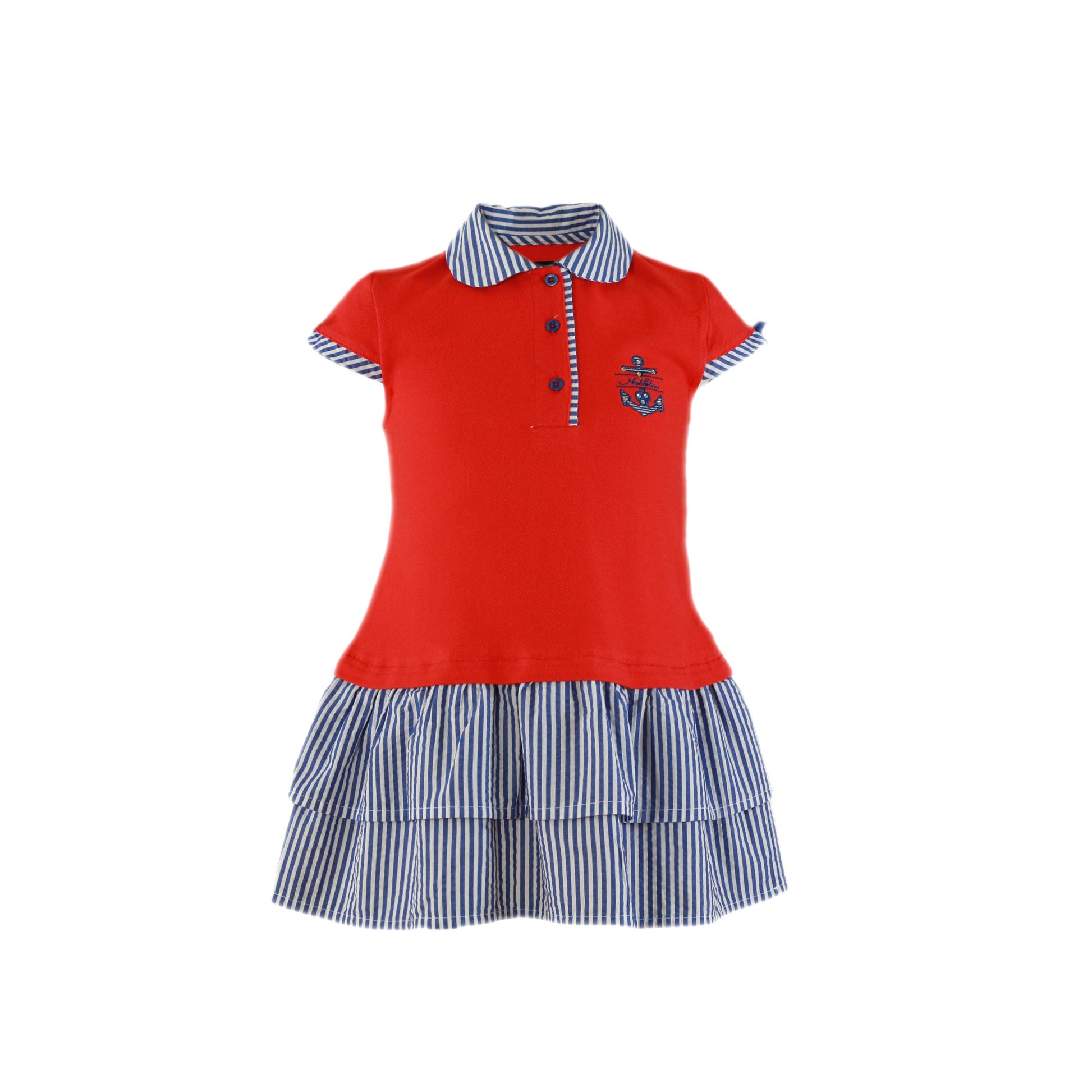 MIRANDA NEL BLU Red & Blue Girls Polo Dress - 1407