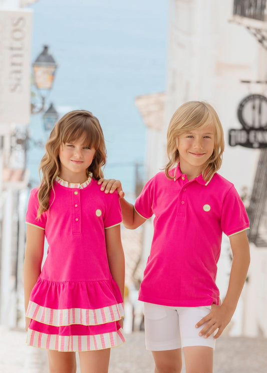 MIRANDA SS25 NEL BLU Fuchsia Girls Dress - 1411V
