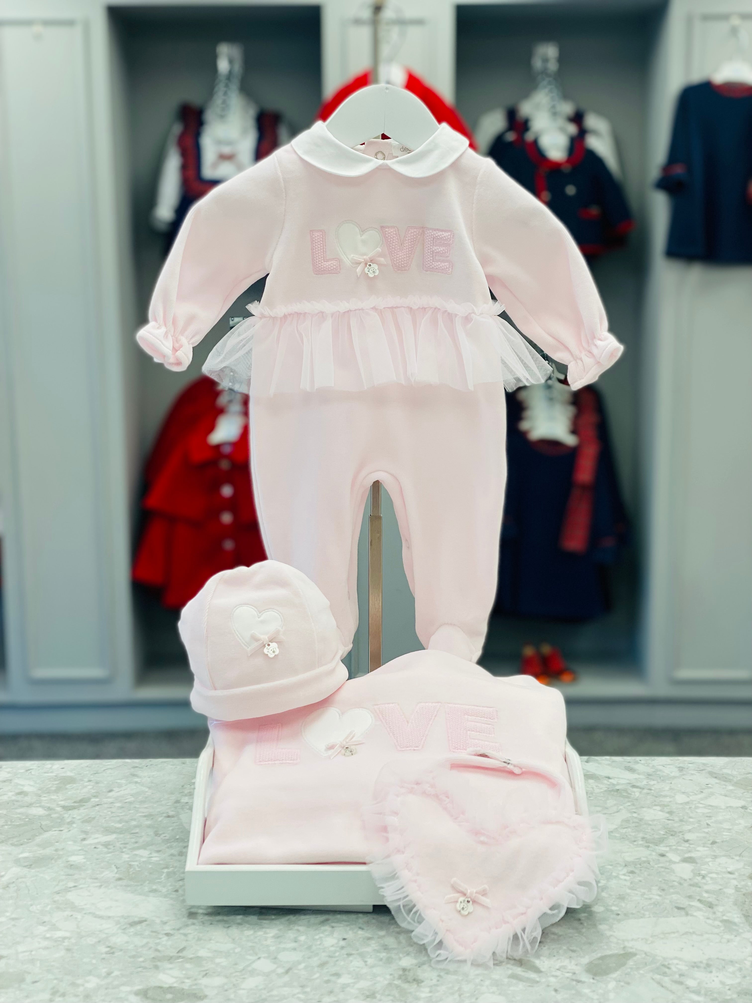 AW25 DEOLINDA Love Girls Pink Velour & Tulle Blanket - 25M07