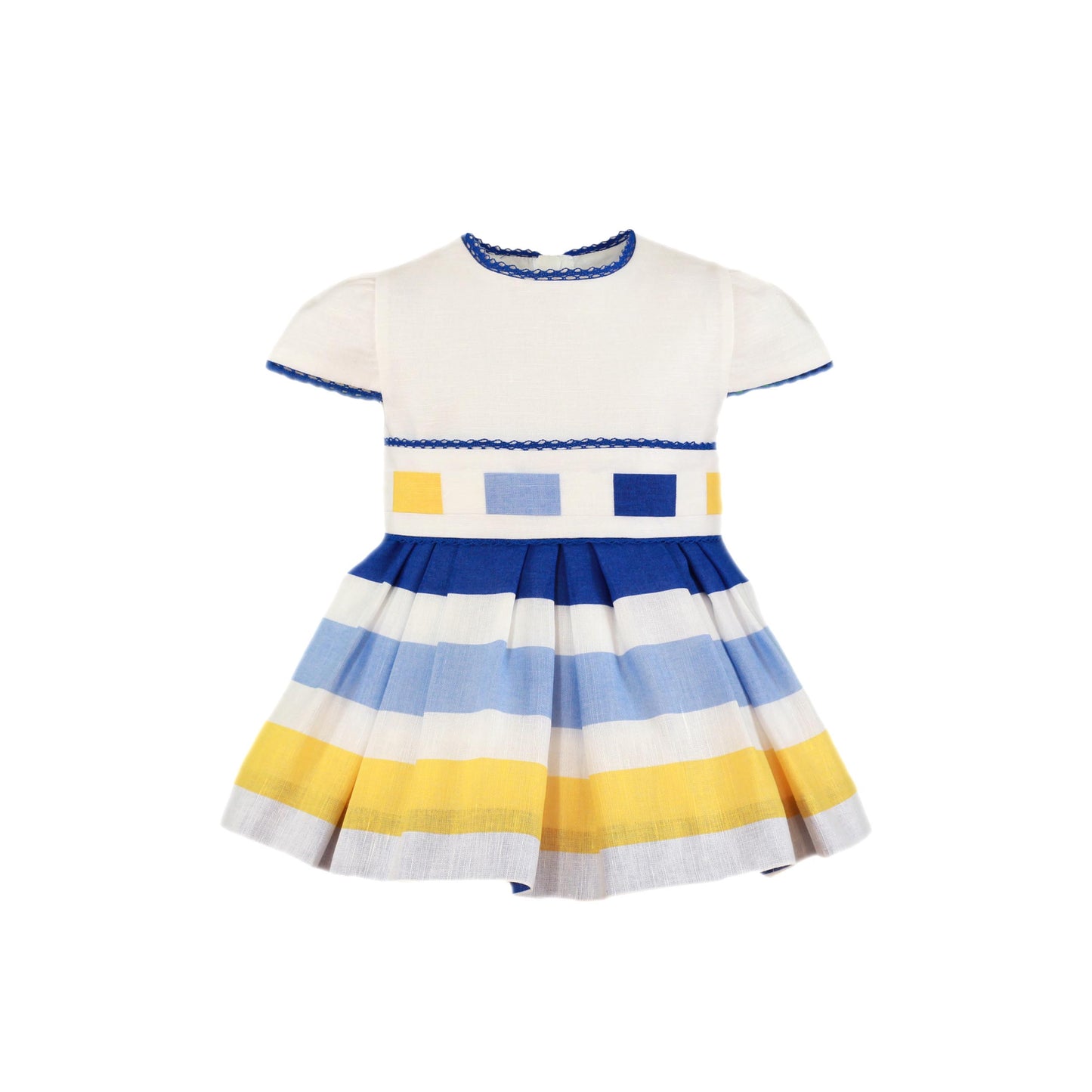 MIRANDA Blue & Yellow Stripe Baby Girls Dress - 144V