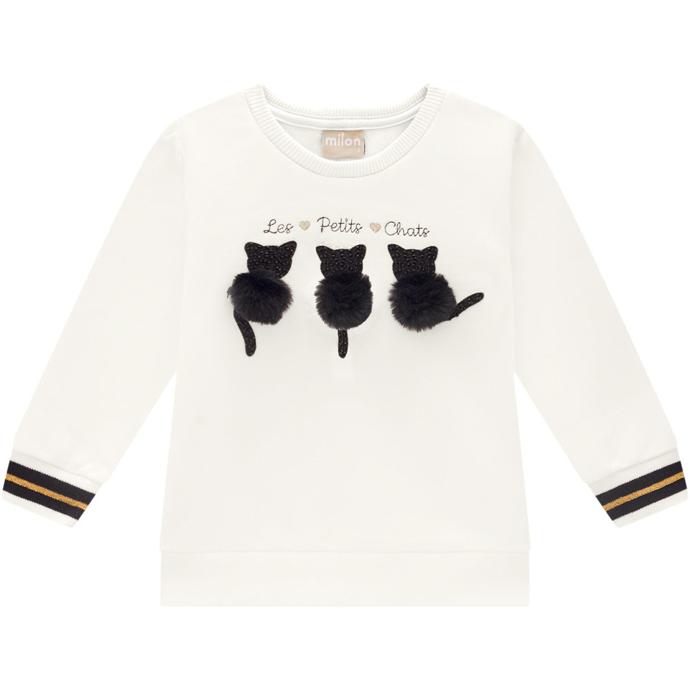 MILON Girls Cat Cream & Black Jogger Set - 14528