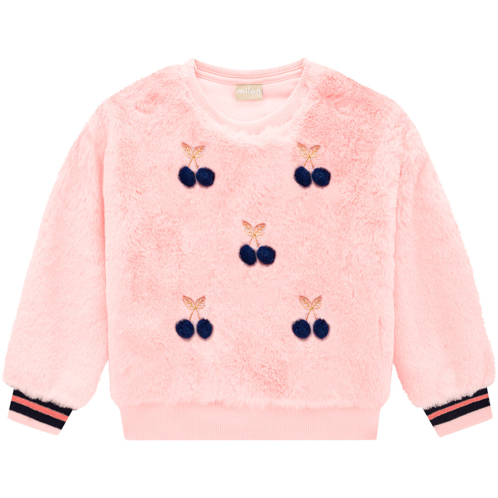 MILON Girls Cherry Navy & Pink Faux Fur Leggings Set - 14596