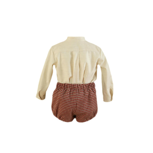 MIRANDA AW24 Burgundy Check Boys Short Set - CLEARANCE SALE