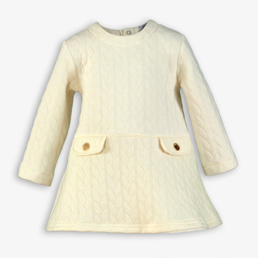 Miranda cream girls cable knit A-line dress - 147V