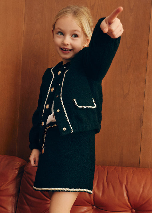 AW25 ABEL & LULA Black Skirt Set with Jacket - 5843