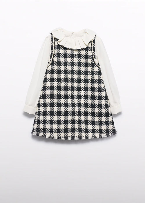 AW25 ABEL & LULA Black Girls Tweed A-Line Dress - 5526