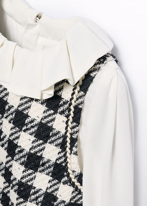 AW25 ABEL & LULA Black Girls Tweed A-Line Dress - 5526