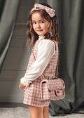 AW25 ABEL & LULA Petal Girls Pink Tweed Handbag - 5982
