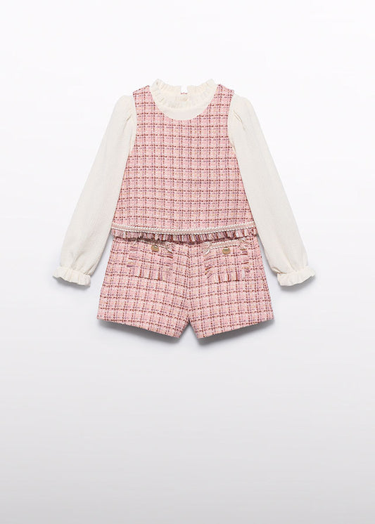 AW25 ABEL & LULA Petal Girls Pink Tweed Short Set - 5727