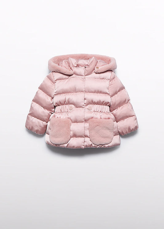 AW25 ABEL & LULA Petal Girls Pink Satin Padded Coat - 5821