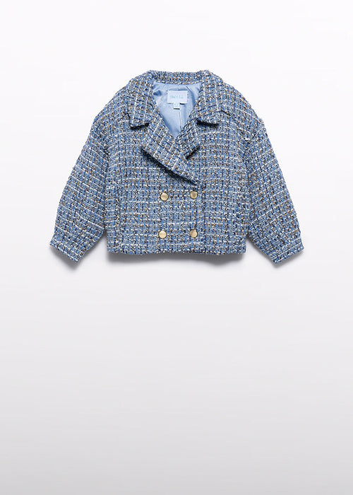 ABEL & LULA Sky Blue Girls Tweed Skirt Set with Jacket - 5841