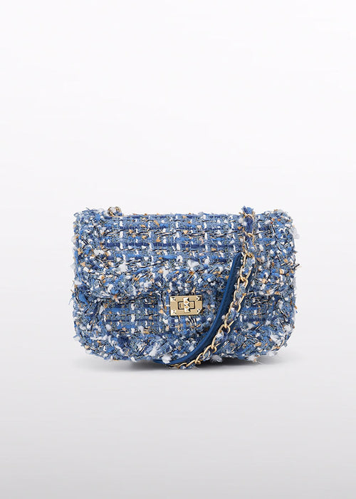 AW25 ABEL & LULA Sky Blue Girls Tweed Handbag - 5982