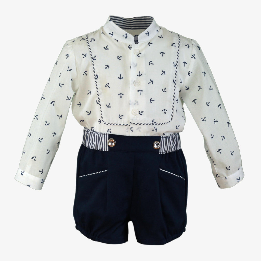 MIRANDA Navy Boys Anchor Print Short Set - 150/23