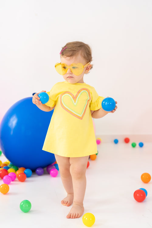 AGATHA RUIZ DE LA PRADA Girls Calendula Yellow Heart Dress