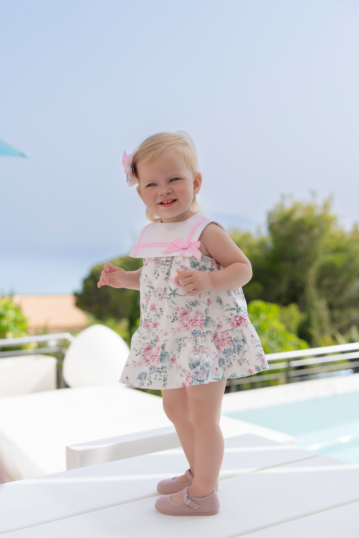 Miranda girls pink and green floral dress 152V alternate view