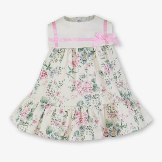 Miranda girls pink and green floral dress 152V front view
