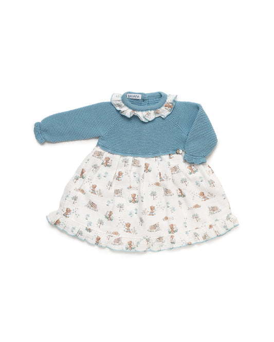AW25 JULIANA Trazos Girls Blue Dress - 25649
