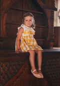 JOSE VARON Yellow Gingham Girls Dress 