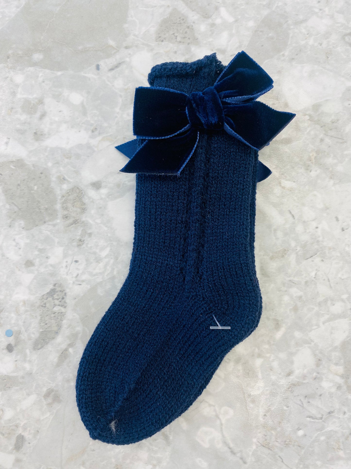 AW25 JULIANA Armonia Navy Socks with Velvet Bow - 522
