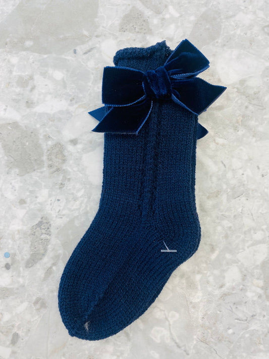 AW25 JULIANA Armonia Navy Socks with Velvet Bow - 522