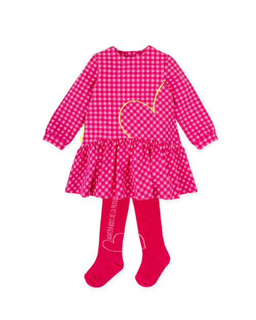 AW25 AGATHA RUIZ DE LA PRADA Girls Fuchsia Check Dress & Tights