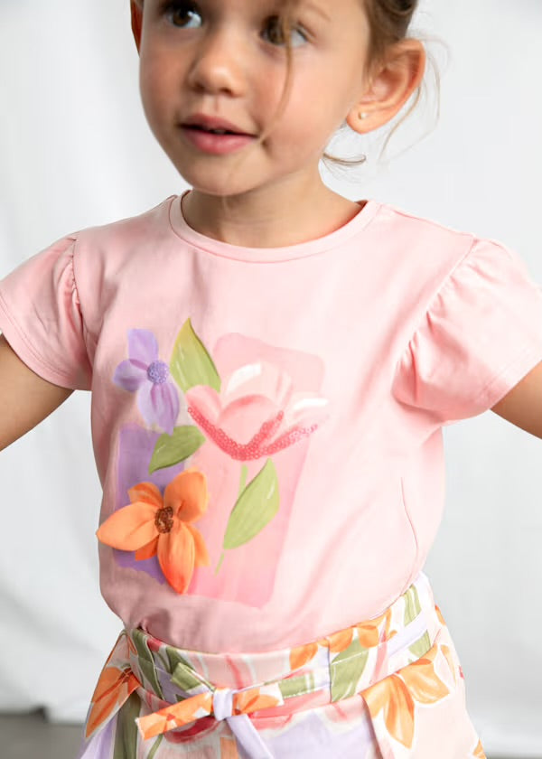MAYORAL Girls Blossom Multicolour Floral Shorts Set - 3907