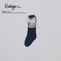 RAHIGO Navy & Cream Girls Socks with Tulle Bow - 26213