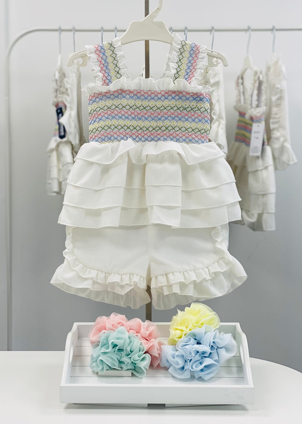 BASMARTI LAIA PASTEL SMOCKED SHORT SET 
