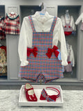 BABINE Red Check Girls Playsuit Set