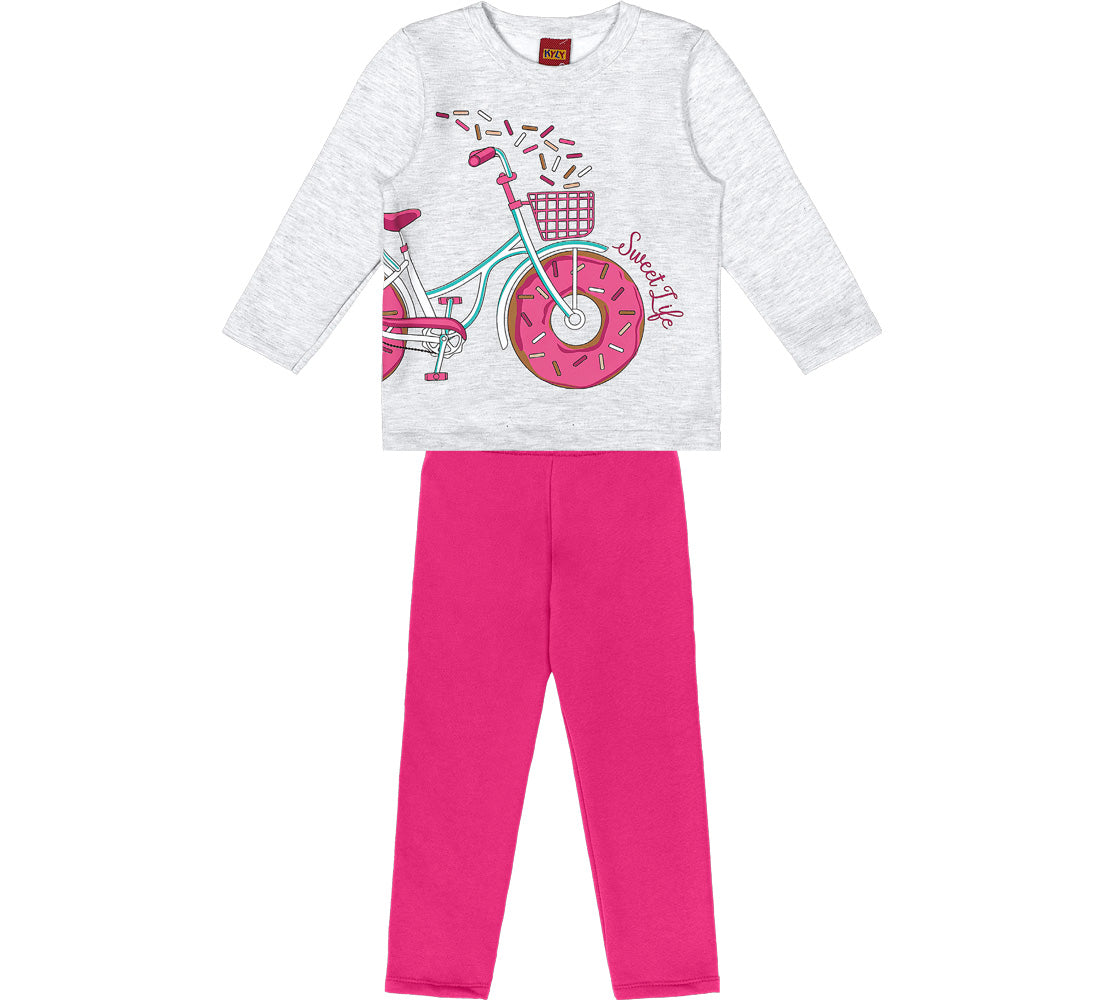 KYLY Girls Sweet Life Pink & Grey Leggings Set