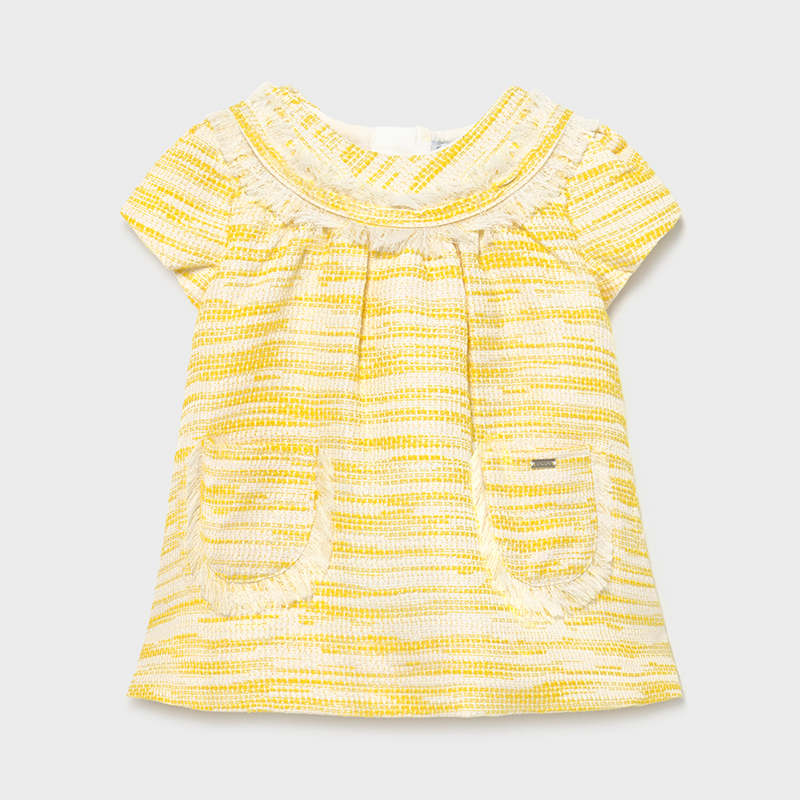 MAYORAL Mini Girls Yellow Boucle Dress - NON RETURNABLE