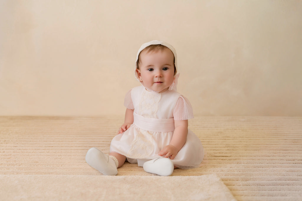 MIRANDA Ceremonia Girls Cream & Pink Dress & Knickers - 21VB