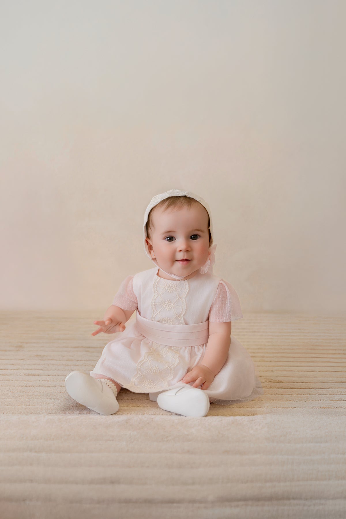 Miranda Ceremonia cream and pink girls occasion dress detail