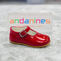 ANDANINES Red Pearl Girls Patent Leather Mary Jane Shoes