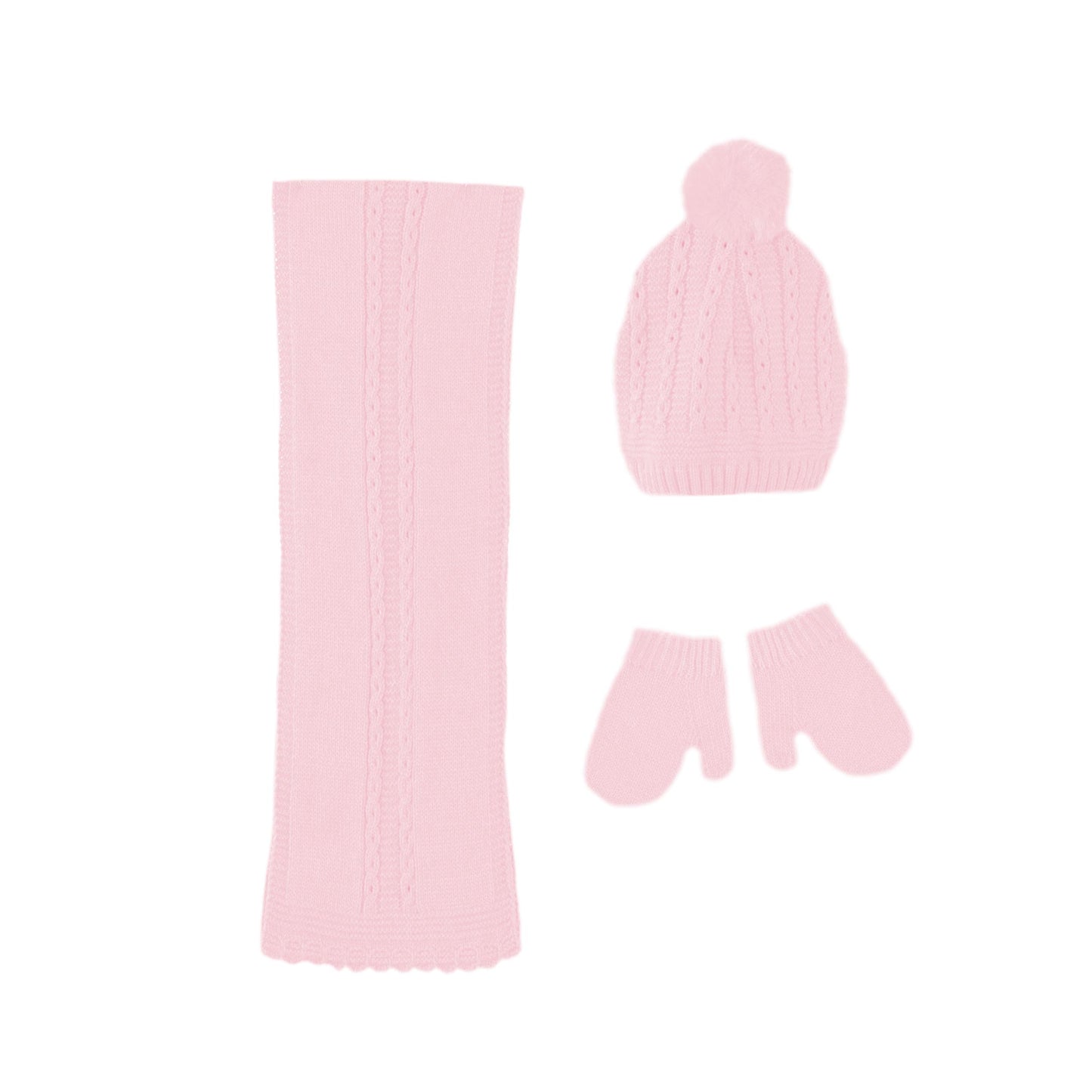 MIRANDA Pink Girls Hat, Scarf & Mittens - 21BGM