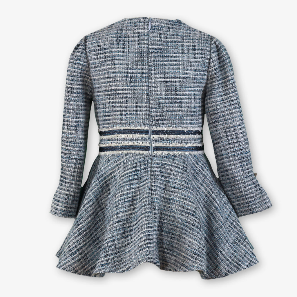 AW25 MIRANDA Blue Girls Tweed Dress - 229V