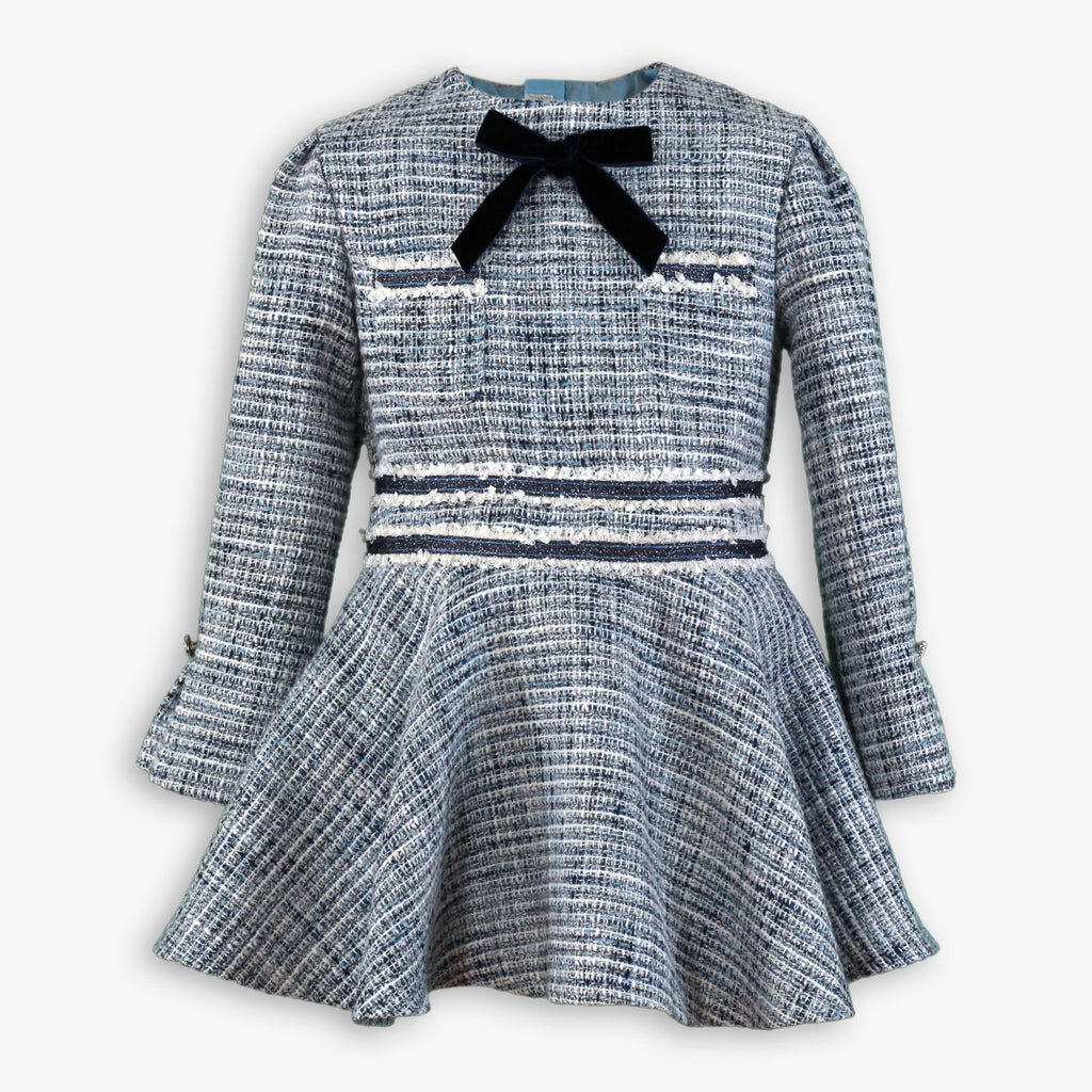 AW25 MIRANDA Blue Girls Tweed Dress - 229V
