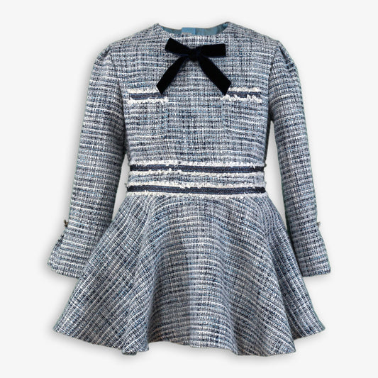 AW25 MIRANDA Blue Girls Tweed Dress - 229V