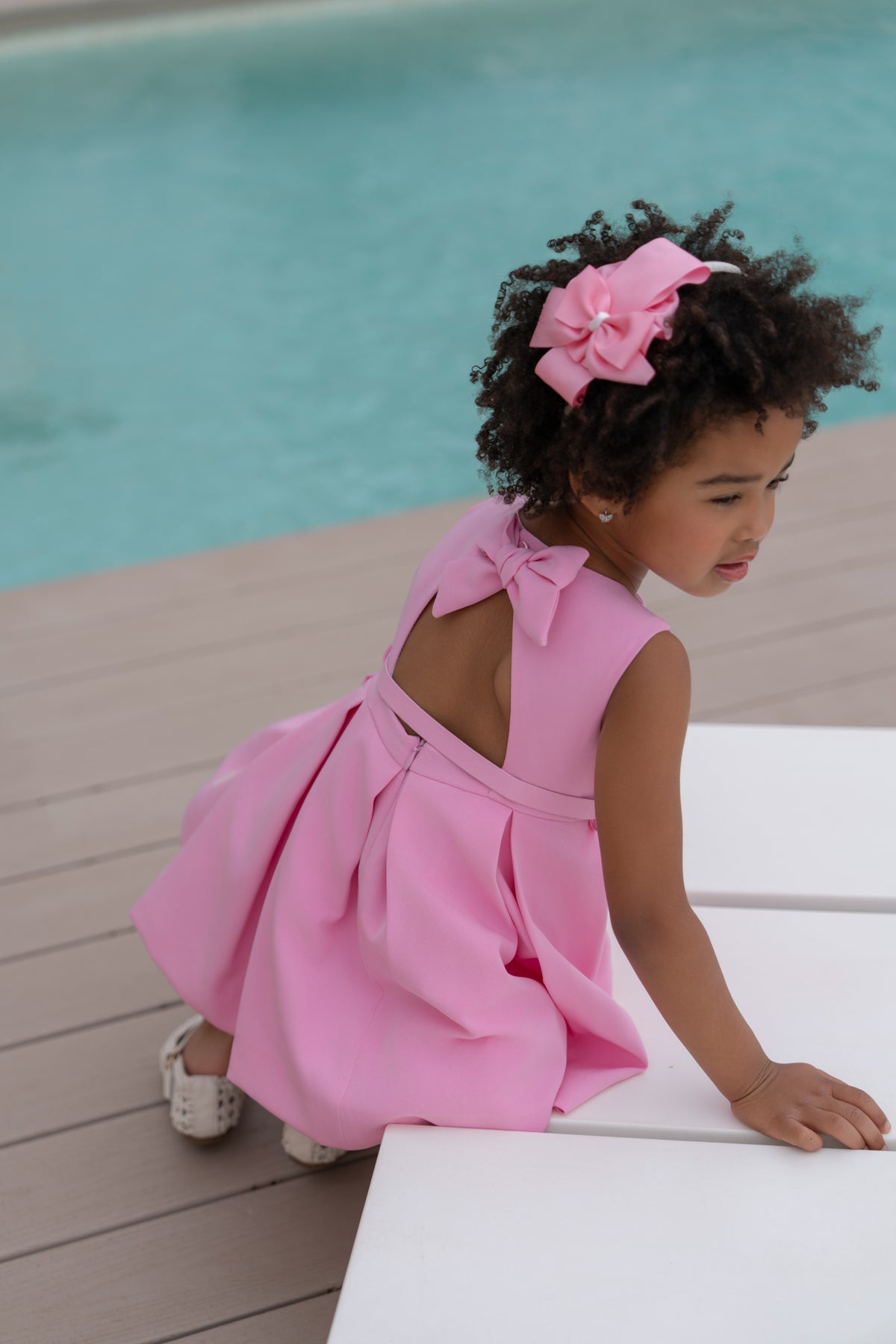 Miranda pink girls dress with belt - additional view - 232V