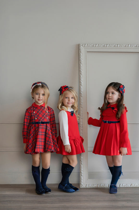 AW25 MIRANDA Red Girls Blouse & Pinafore - 232P