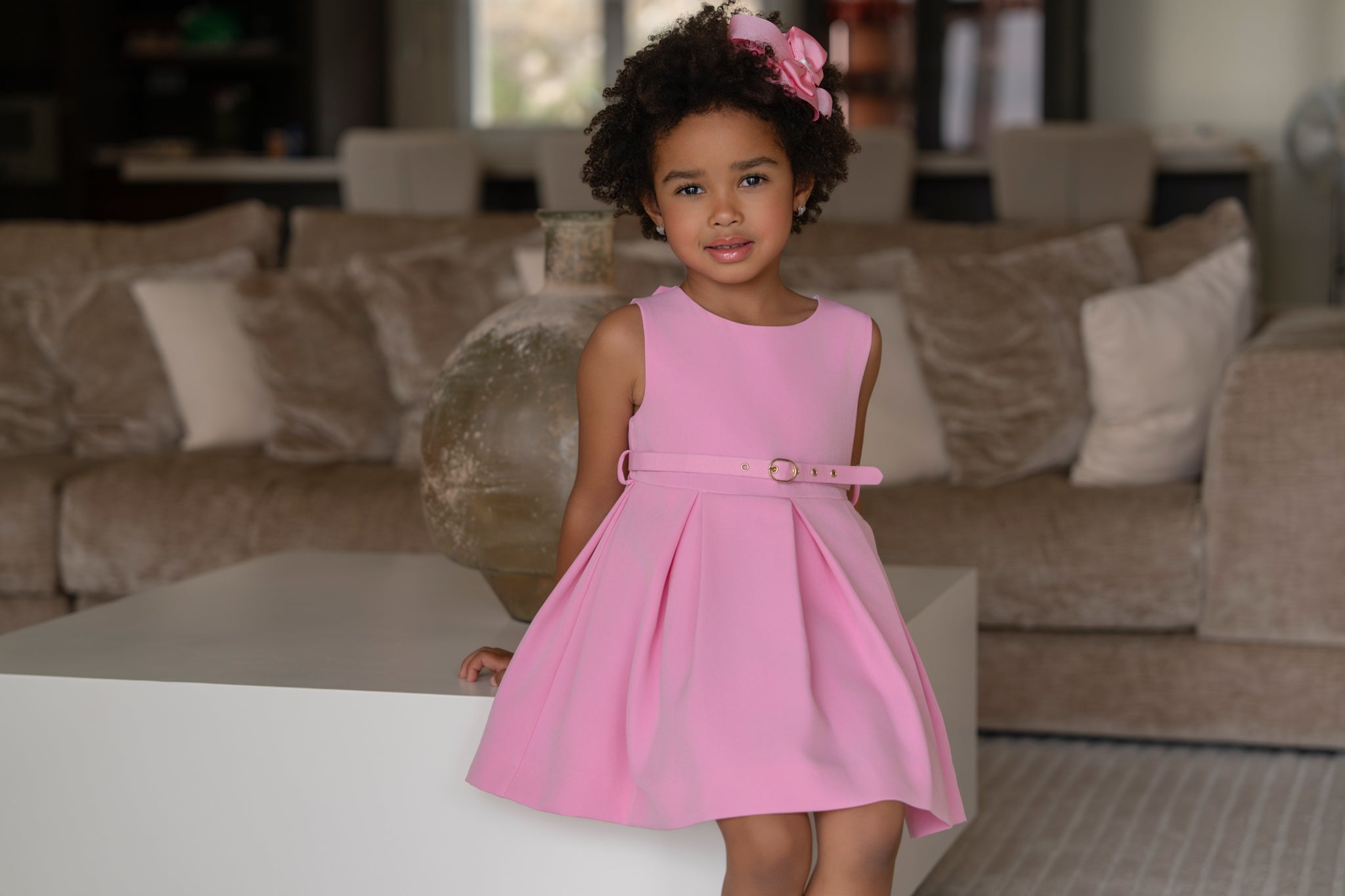 MIRANDA Pink Girls Dress with Belt - 232V