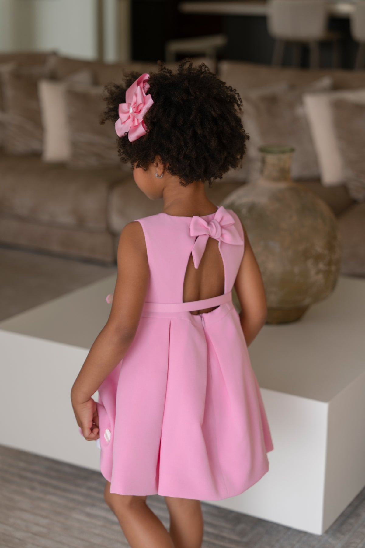 Miranda pink girls dress with belt - full outfit view - 232V