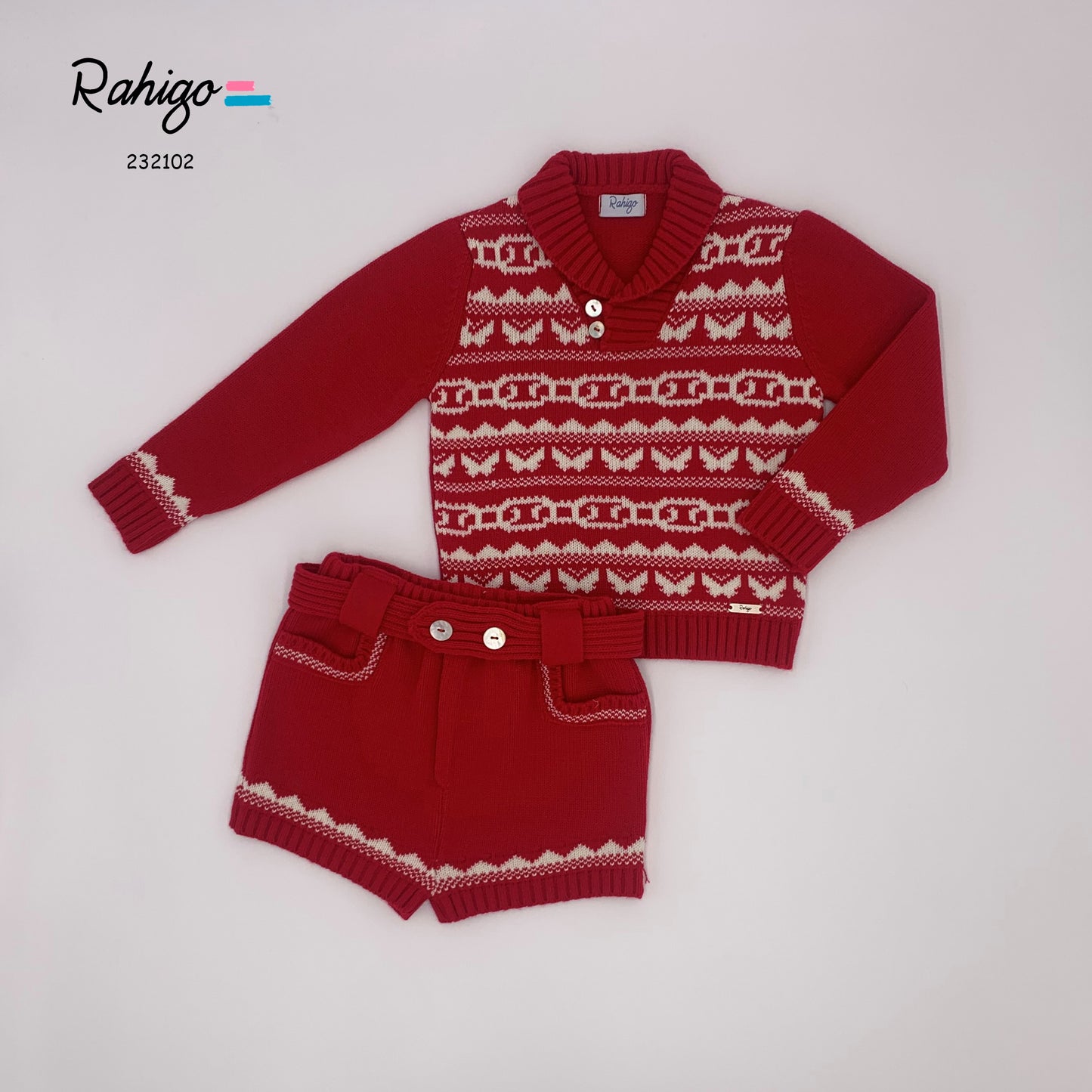 RAHIGO Red & Cream Baby Boys Short Set - 232102